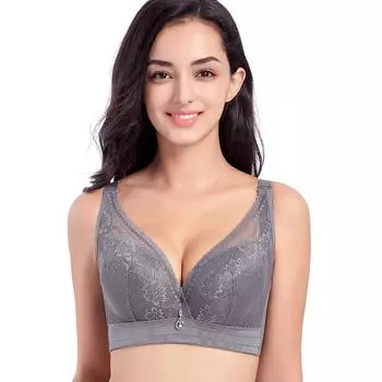 Сексуальный бюстгальтер нижнее белье женский бюстгальтер тонкий раздел со стальным кольцом большие ярды для увеличения зимней усадки груди истончение 34/75B