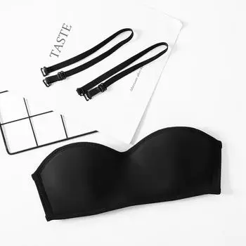 Сексуальный бюстгальтер пуш-ап без следов и косточек, бюстгальтер для девушки с эффектом пуш-ап, тонкий бесшовный бюстгальтер 34/75AB чёрный