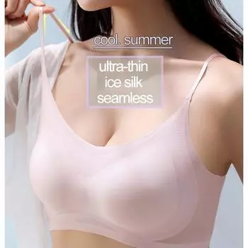 Сексуальный бюстгальтер пуш-ап из ледяного шелка, женское тонкое сексуальное нижнее белье для сна, бесшовное удобное нижнее белье M чёрный