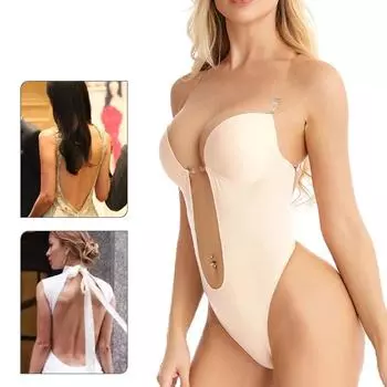 Сексуальный бюстгальтер с открытой спиной, женский бюстгальтер-трансформер с глубоким V-образным вырезом, стринги, корректирующее белье с низкой спинкой, невидимое нижнее белье с эффектом пуш-ап, тренажер для талии M чёрный