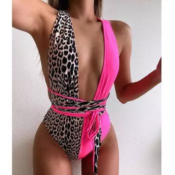 Сексуальный цельный купальник, женский купальник, женский комплект бикини, бандажный купальный костюм, монокини S чёрный