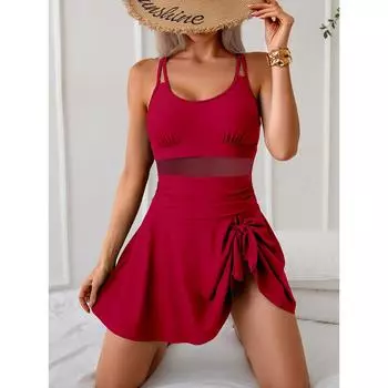 Сексуальный цельный плиссированный бикини, женский купальник больших размеров, монокини, пляжная одежда, платье, летний купальный костюм XXL чёрный