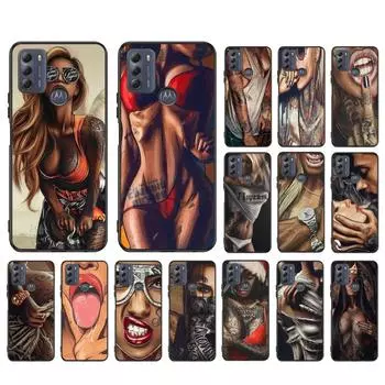 Сексуальный чехол для телефона с изображением девушки-татуировки для Motorola Moto E7 Plus E32 E20 E40 Edge 20 Lite G22 G52 G20 G30 G100 G60 G50 G10 G Pure G Stylus Moto E7