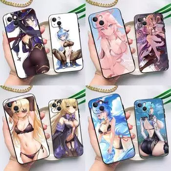 Сексуальный чехол Genshin Impact Hentai для iPhone 15 14 13 12 11 Pro Max XS X XR SE 2020 2022 7 8 Plus 12 13 Mini Cover Shell iPhone 14 Pro