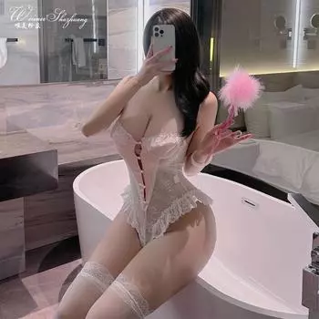 Сексуальный чистый кружевной комбинезончик полая перспектива соблазнительный секс-костюм сладкий бесплатный секс нижнее белье one size fits all