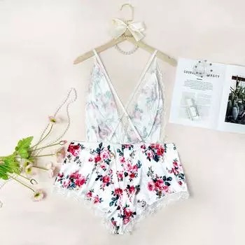 Сексуальный игривый комбинезон с принтом, сексуальный халтер, крестообразная кружевная строчка, сексуальный комбинезон 1XL белый