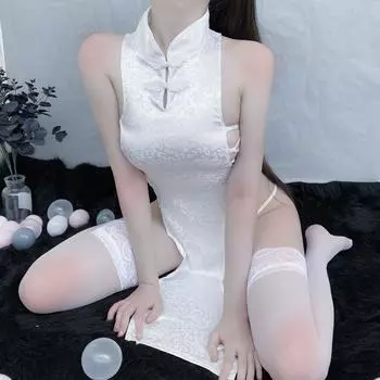 Сексуальный китайский стиль Qipao секс-игра косплей костюм эротическое белье с разрезом сбоку мини-юбка женщины чонсам вечеринка ночной клуб платье S