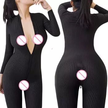 Сексуальный комбинезон с длинными рукавами и леопардовым принтом на молнии для женщин