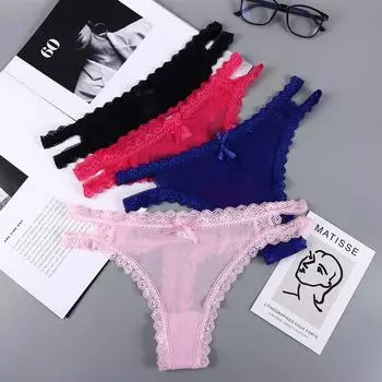Сексуальный комфорт G-стринг с вырезами, трусики-стринги с низкой посадкой и кружевом, нижнее белье, женские трусики
