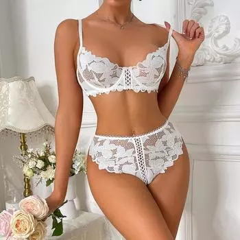 Сексуальный комплект из бюстгальтера и трусиков с полыми многоугольными косточками