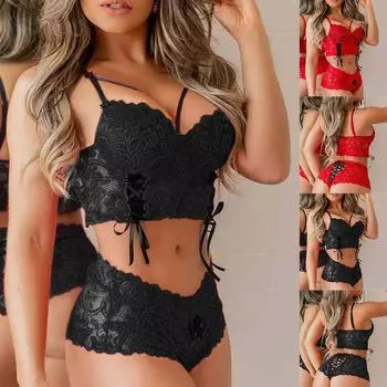 Сексуальный комплект нижнего белья для женщин Push Up Bra Briefs Panties Babydoll Нижнее белье Пижамы