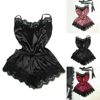 Сексуальный комплект пижамы с разрезом Сексуальный комплект кружевного нижнего белья S вино красного