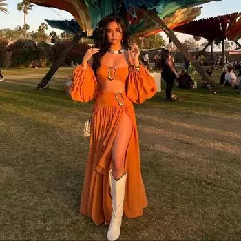 Сексуальный комплект с открытой юбкой для женщин с открытыми плечами, с длинным рукавом, коротким топом, застежкой-молнией, плиссированной юбкой, костюм M