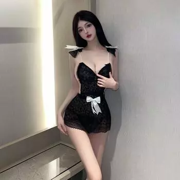 Сексуальный комплект женские сексуальные колготки с жемчужными подвязками и кружевным бантом на спине One size (80-65kg)