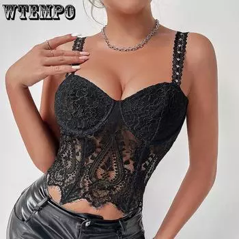 Сексуальный корсет в Европе и Америке, кружевной женский жилет с глубоким вырезом и заклепками из рыбьей кости S чёрный