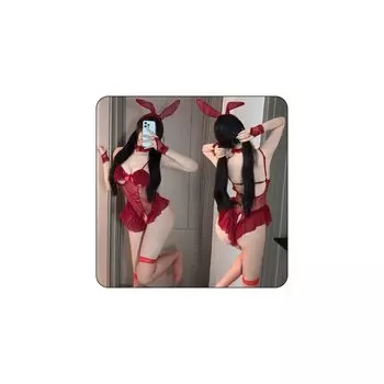 Сексуальный костюм девушки-кролика, открытый кролик, открытые чулки в комплекте [LIKENNY] Леотард, Косплей, Белый, Прозрачный, Кролик, Ушки, Спина, Экстремальный, Сексуальный, Эротический,