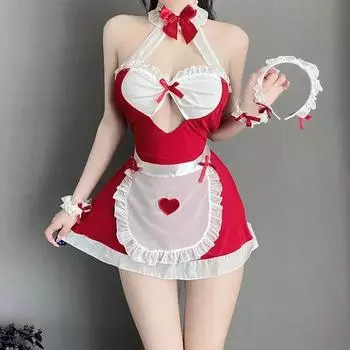 Сексуальный костюм для косплея, мягкое нижнее белье для девочек, ажурная униформа, соблазнительная, флирт, горячая французская горничная, военное платье, летнее платье, элегантная модная одежда