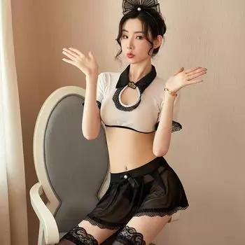 Сексуальный костюм моряка Товары для взрослых Симпатичный клетчатый костюм с юбкой и полым сексуальным нижним бельем Соблазнительная сексуальная униформа Default