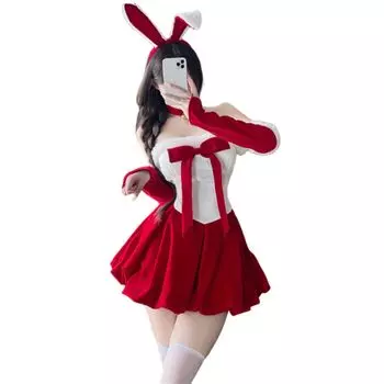 Сексуальный костюм Санты для косплея, костюм кролика, свободный размер, новый, для новогодних представлений и мероприятий, сексуальный, красный, милый, соблазнительный, для новой вечеринки, Рождества, популярный косплей [harukita]