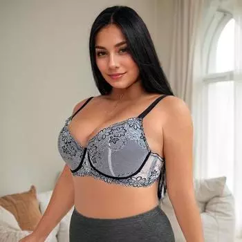 Сексуальный кружевной бюстгальтер больших размеров нижнее белье женский регулируемый бюстгальтер со стальными кольцами бюстгальтер со сборкой 90D