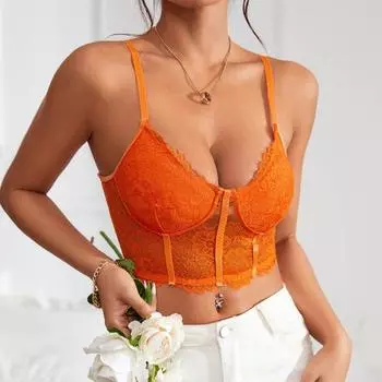 Сексуальный кружевной бюстгальтер-бретелька, жилет, полый кружевной дизайн, прозрачная вышивка, регулируемое нижнее белье на бретельках S кофейный