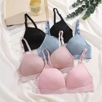 Сексуальный кружевной бюстгальтер для женщин, беспроводные бюстгальтеры пуш-ап, сплошной цвет, нижнее белье больших размеров 34/75 чёрный