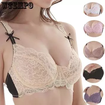 Сексуальный кружевной бюстгальтер для женщин, укороченный топ с эффектом пуш-ап, нижнее белье больших размеров, женское нижнее белье BH с открытой спиной, чашка ABCDE, бюстгальтер без косточек 32/70A розовый