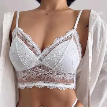 Сексуальный кружевной бюстгальтер с большой открытой спиной без стального кольца, треугольной чашкой, удобный и дышащий бюстгальтер сзади S белый
