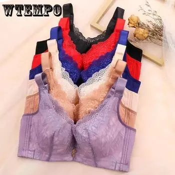 Сексуальный кружевной бюстгальтер со стальным кольцом CDE Bralette, женское нижнее белье, беспроводное нижнее белье, кружевной бюстгальтер, большие размеры 36-44, женские 44/100E чёрный