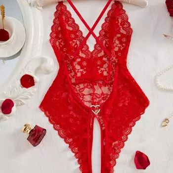 Сексуальный кружевной комбинезон с открытой спиной S