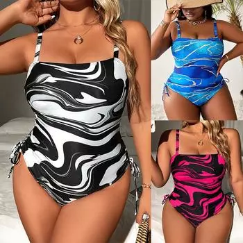 Сексуальный купальник больших размеров, цельный купальник с высоким вырезом, женские боди с эффектом пуш-ап, летний купальный костюм, женские монокини, танкини 0XL чёрный