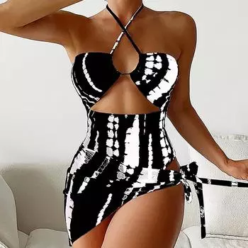 Сексуальный купальник из 2 предметов, цельный купальник, женские купальники с эффектом пуш-ап, летние купальники, пляжная одежда S чёрный