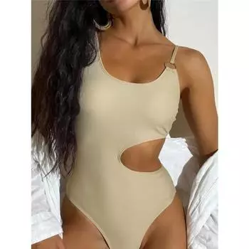 Сексуальный купальник-монокини с вырезами для женщин 2024, цельный купальник с эффектом пуш-ап, купальный костюм с высоким вырезом, боди для купания, пляжная одежда S чёрный