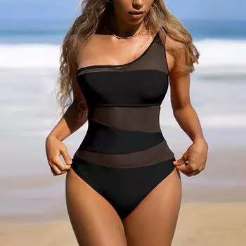 Сексуальный купальник женский сетчатый женский монокини для плавания для женщин купальный костюм боди пляжная одежда S чёрный