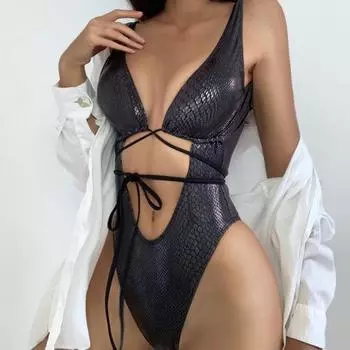 Сексуальный купальный костюм, боди-стринги, 4 цвета, привлекательный мягкий женский купальник для тренировок по плаванию M чёрный