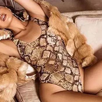 Сексуальный леопардовый купальник, женский купальник, цельный 3D принт, змеиная кожа, женская пляжная одежда, купальный костюм S