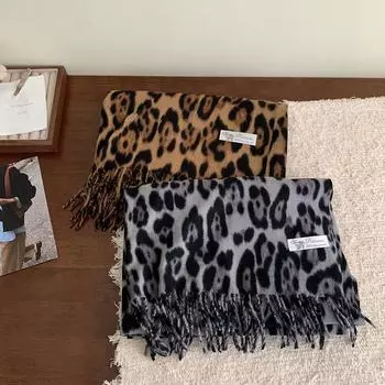 Сексуальный леопардовый женский зимний теплый шарф с кисточками шаль кашемировый платок пашмина хиджабы женские шарфы накидки