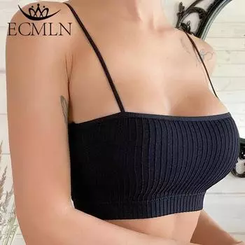 Сексуальный Летний женский укороченный топ больших размеров, повседневная блузка, бюстгальтер, футболка без рукавов, майка с мягкой подкладкой, нижнее белье, жилет без бретелек на груди, жилет на слинге
