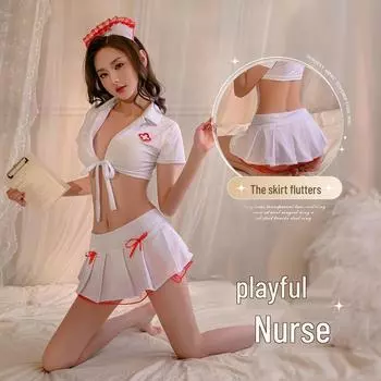 Сексуальный ночной ароматный комплект нижнего белья медсестры для ролевых игр: Мини-юбка-соблазн. Униформа One Size