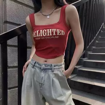 Сексуальный однотонный модный пикантный женский жилет с глубоким вырезом Fishbone Slim Fit черного цвета с широкими плечами и застежкой на груди One Size красный