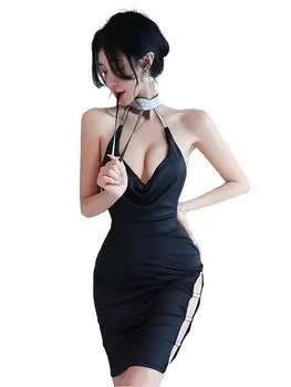 Сексуальный Открытый Открытый Плотный Женский Офис Чрезвычайно Эротический Один Растягивающийся [YUEEI] Косплей, Секретарь, Грудь, Черный, Спина, Юбка, Учитель, Леди, Нижнее Белье,