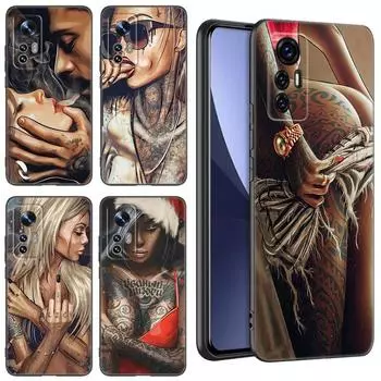 Сексуальный рукав татуировки девушка черный силиконовый чехол для телефона для Xiaomi Mi 9 SE 8 10T 11 12 13 Lite 9T 11T 12S 12T 13T 14 Pro 5G NE 11i 12X Xiaomi Mi 9SE