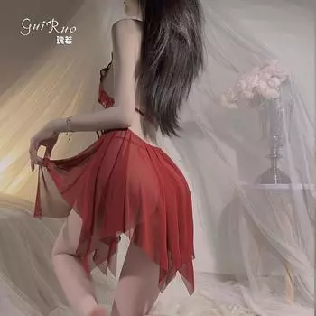 Сексуальный сексуальный комплект халата на шнуровке с милым кружевом и сетчатым разрезом One size