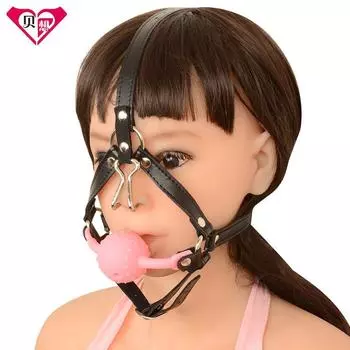 Сексуальный шарик-кляп Товары для взрослых Электронная коммерция Платформа Поставка Силиконовый ротовой шарик Рот и носовой крючок Секс-инструменты Pink with Holes