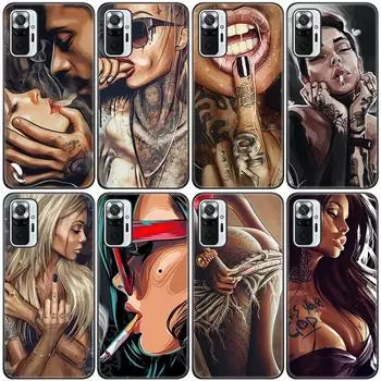 Сексуальный силиконовый чехол для телефона с татуировкой для девочек для Xiaomi Redmi Note 11 10 9 8 Pro 11T 10T 10S 9S 8T 9 9A 9C 9T, черный мягкий чехол Redmi 8