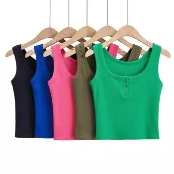 Сексуальная майка в рубчик с лямкой на шее, укороченные топы, женские летние майки с открытой спиной, бретелька, повседневная женская без рукавов, модный укороченный жилет S серый