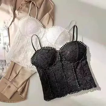 Сексуальный топ на бретельках, кружевные укороченные топы, женские летние майки с открытой спиной, модный повседневный женский укороченный жилет без рукавов One Size белый