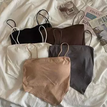 Сексуальный топ на бретельках, однотонный укороченный топ с лямкой на шее, женские летние майки с открытой спиной, модный повседневный женский жилет без рукавов One Size чёрный