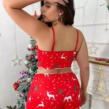 Сексуальный веселый рождественский комплект слинга большого размера 1XL
