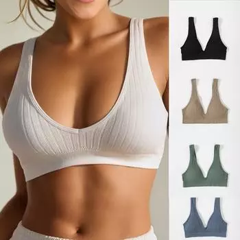 Сексуальный женский бюстгальтер укороченный топ женское бесшовное нижнее белье без подкладок майки ML M зелёный